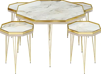 Produktbild von Couchtisch Set 5 tlg Design Holz Beistelltisch Wohnzimmer