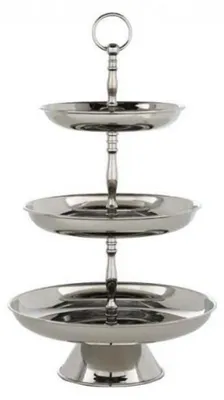 Image de Casa Padrino Designer Shine Étagère 3 niveaux finition nickel - plat de service - plat décoratif
