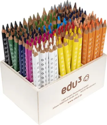 Produktbild von edu3 Jumbo Buntstifte, 180 Stück, von edu, Mine D: 5 mm, Dreikant