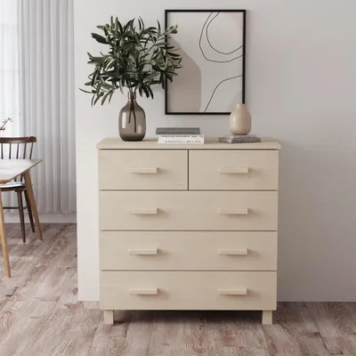 Obrázek produktu pro Komoda – barva: tmavě hnědá – masivní borové dřevo – rozměry: 79 x 40 x 80 cm – moderní skříň