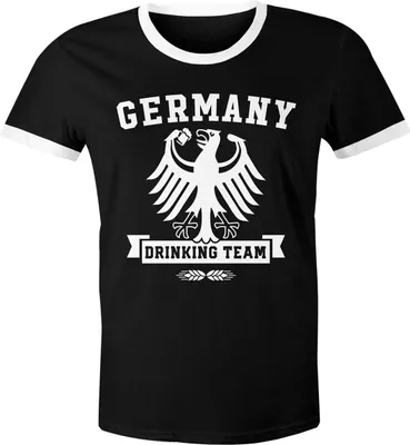 Produktbild von Lustiges Herren WM-Shirt Fußball Deutschland Germany Drinking Team 2018 Retro schwarz-weiß L