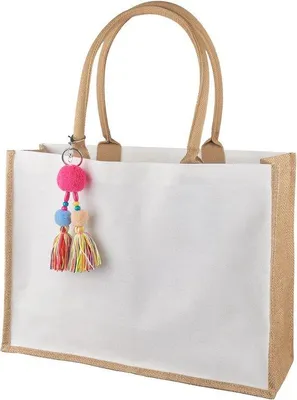 Produktbild von Grosse Strandtas aus Jute - Opvouwbare und wasserdichte Reise- und Einkaufstasche - Ideal für Picknick und täglichen Gebrauch