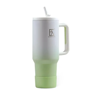 Produktbild von Thermobecher Thermal Mug 1200 ml, Becher mit Deckel, Henkel und Strohhalm doppelwandig, luftdichter Verschluss, grün