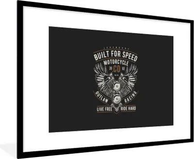 Produktbild von MuchoWow® MuchoWow® Gerahmtes Poster Mancave - Flügel - Motorrad - Vintage 90x60 cm - Poster mit zchwarzem Bilderrahmen - Wanddekoration - Fotos