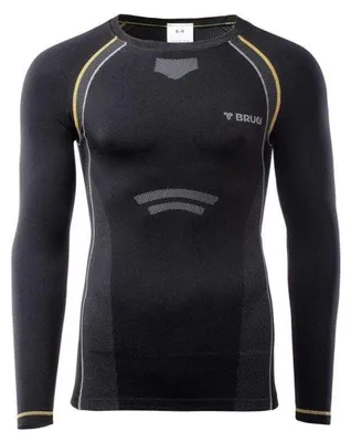 Produktbild von Brugi - "4rc3" T-Shirt für Herren, Thermoaktiv, Langärmlig PP14492 (S-M) (Schwarz)