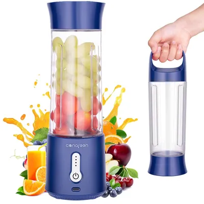 Tragbarer Smoothie-Maker 500 ml, USB-Mixer, 6 Klingen, Blau