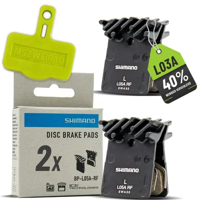 Produktbild von 2x Shimano Scheibenbremsbelag L05A Resin mit Kühlrippen mit Bleedblock