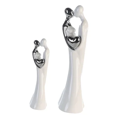 Produktbild von Casablanca Figur Loving weiss/silber Keramik H 20 5 cm 2er Set   B 6 cm