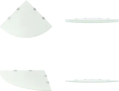 Obrázek produktu pro vidaXL Rohové police 2 ks s chromovanými držáky sklo bílé 45x45cm - Rohová police - Rohové police - Rohové police - Rohové police
