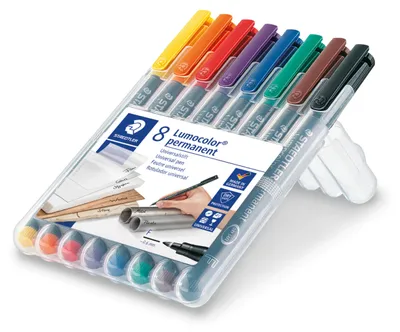 Zdjęcie produktu dla Staedtler 318 WP8, Czarny, Niebieski, Brązowy, Zielony, Pomarańczowy, Czerwony, Fioletowy, Żółty, Czarny, Przezroczysty, Polipropylen (PP), 0,6 mm, 8 szt.