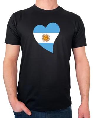 Produktbild von Huuraa Herren T-Shirt Argentinien Flagge Herz XL Black Bio Baumwolle Fairtrade Herrenshirt Geschenkidee