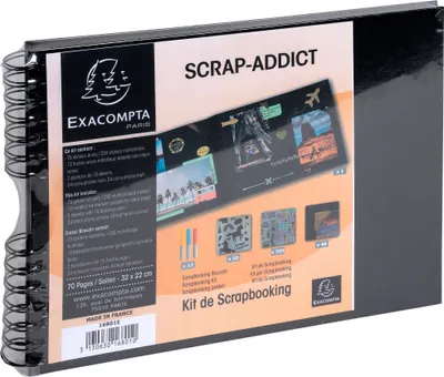 Immagine prodotto di Exacompta 16801E Set per scrapbooking con album fotografico 32x22 cm SCRAP ADDICT Nero