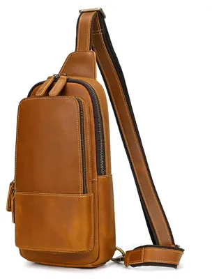 Imagen del producto de Solidchoice - Bandolera de cuero para hombre, tipo deportiva, color marrón claro