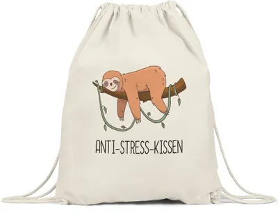 Produktbild von Anti-Stress Turnbeutel Gymsack Lustig Spruch Ironie Faultier Geschenk Bürokollegen