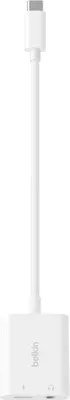 Immagine prodotto di Belkin RockStar - Adattatore USB-C a jack audio / caricabatterie - Connettore USB-C maschio a 24 pin, convertitore a jack audio mini da 24 pin - Supporta la tecnologia USB Power Delivery (60W)
