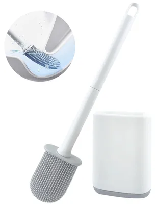 Produktbild von Schwarze Silikon-WC-Bürste, wandmontierte WC-Bürste, flexibles Flachset für Badezimmer mit Turbotrocknungsfunktion, WC-Bürste ohne Bohren