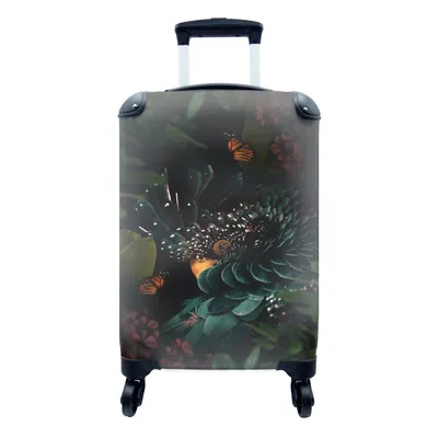 Produktbild von MuchoWow® Koffer Handgepäck Trolley Rollkoffer Kleine Reisekoffer mit 4 Rollen - Kakadu - Vogel - Schmetterlinge - Cabin Size < 55x40x23 cm & 55x40x20 cm - Fotokoffer - Kabinenkoffer - Boardgepäck - Reise-Box - Reisekoffer - Reisegepäck - Koffer mit Bild - Trolley für Kinder