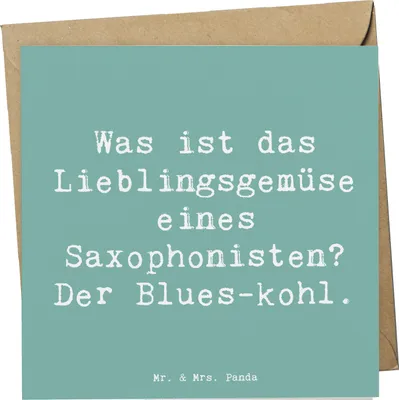Produktbild von Mr. & Mrs. Panda Grußkarte Spruch Saxophon Blues - Meeresbrise - Geschenk, faltkarte, Klappkarte, Glückwunschkarte, Lernen, Musik, anlasskarte, Instrument, Musiker, Humor
