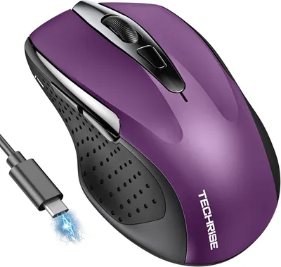Obrázok produktu pre Myš Bluetooth, 2.4G myš (BT 5.0/3.0 + 2.4G) 4800 DPI Nabíjateľná ergonomická myš s prijímačom USB-A, 6 úrovní DPI pre notebooky, počítače, PC
