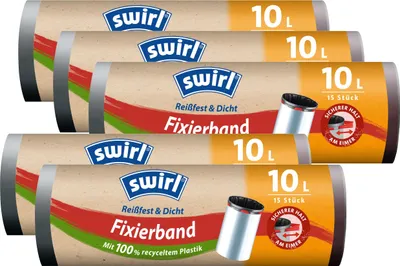 Produktbild von 5x Swirl Fixierband Müllbeutel 10L ( 15 stk./Rolle )
