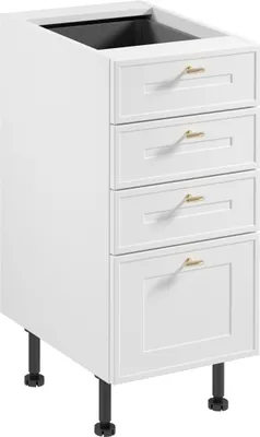 Produktbild von Küchenunterschrank 40 cm mit Schubladen ohne Arbeitsplatte Küchenschrank, Sorento D40S4 AX Weiß