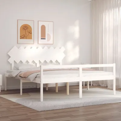 Obrázek produktu pro The Living Store Postel pro seniory s čelem bílá super king size z masivního dřeva