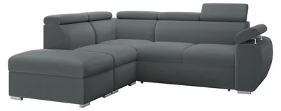 Produktbild von MIRJAN24 Ecksofa Boston 2RR1P, Eckcouch mit zwei Bettkästen und Schlaffunktion, Verchromte Metallfüße, Einstellbare Kopfstützen (Farbe: Kronos 22, Seite: Links PUFAP+R+1P(65)+2R)