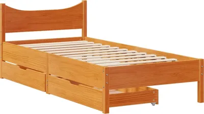Produktbild von vidaXL Massivholzbett mit Schubladen Wachsbraun 75x190 cm Kiefer