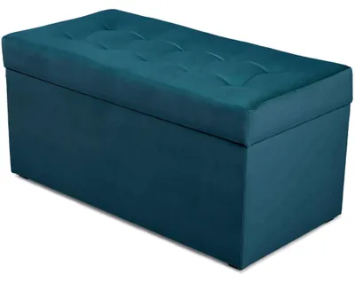 Produktbild von MG Design Polsterhocker Blau 45x90 cm - Stauraum 100L, bis 300 kg, samtig-weich mit Schimmer, pflegeleicht, für Wohnzimmer & Flur