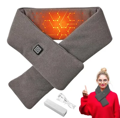 Produktbild von Beheizter Schal Halswärmer USB-Wiederaufladbar - 3 Temperaturstufen - Grau - Für Nacken und Wärmetherapie
