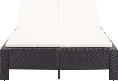 Obrázok produktu pre vidaXL Lehátko pre 2 osoby s vankúšom Black Poly Rattan