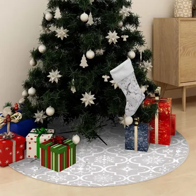 Immagine prodotto di The Living Store Coperta per albero di Natale con calza bianca da 122 cm in tessuto