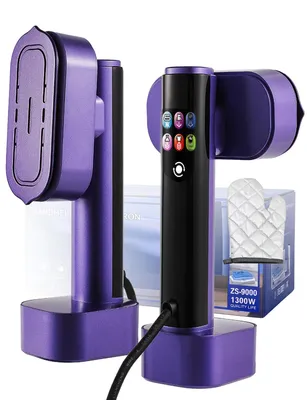 Produktbild von 2-in-1 Dampfglätter & Reisebügeleisen 1300W, Tragbare Dampfbürste mit LED-Display (15s Schnellaufheizung, 190ml, 6 Modi) für Kleidung, Reise & Urlaub