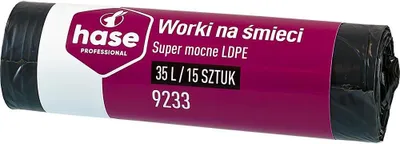 Zdjęcie produktu dla Worki na śmieci 35l HASE LDPE 15 szt. czarne