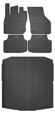 Productafbeelding van Rubberen automatten + kofferbakmat voor Skoda Octavia IV vanaf 2019 (liftback) – 5-delig, zwart, op maat – Wielganizator SolidPRO