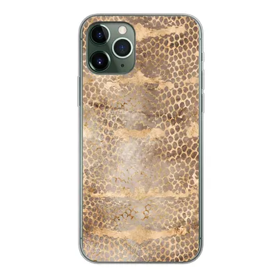 Produktbild von MuchoWow® Handyhülle Schutzhülle Hülle für iPhone 11 Pro Schlangendruck - Gold - Braun Silikon Softcase Handy Hülle - Handy