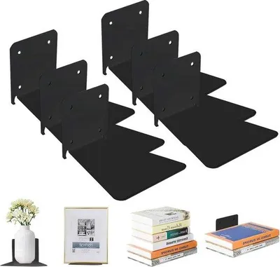 Produktbild von Famanu Bücherregale - unsichtbare Wandmontage - multifunktionale Regale für Zuhause, Büro, Klassenzimmer, Bibliothek - schwarz - Set von 6 Stück