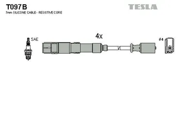Produktbild von TESLA T097B Zündkabelsatz Zündleitungssatz passend für MERCEDES-BENZ A-Klasse (W169) B-Klasse (W245)