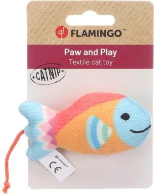 Imagen del producto de Juguete para gatos Flamingo, forma de pez, color naranja