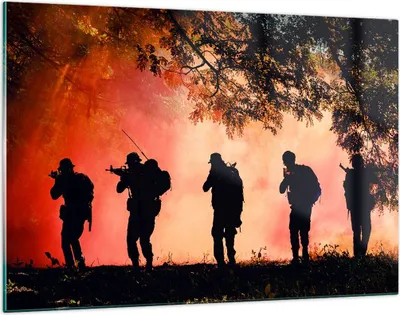 Produktbild von Bilder auf glas - Soldat Gewehr - 120x80cm - Glasbilder - Wandbilder - Kunstdruck - zum Aufhängen bereit - Wanddekoration aus Glas - Glas Bilder - Wandbild auf Glas - Einteilig - GAA120x80-3977
