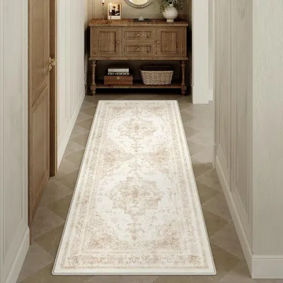 Immagine prodotto di Tappeto vintage Läufer, beige, 60x180 cm, antiscivolo, ideale per la cucina