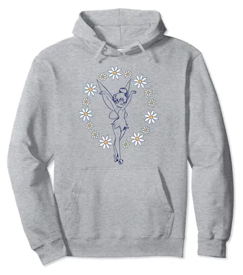 Zdjęcie produktu dla Bluza z kapturem z motywem "Piotruś Pan", przedstawiająca skrzydlatą wróżkę Tinker Bell i wiosenne kwiaty, w kształcie okręgu