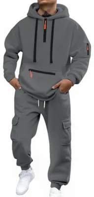 Immagine prodotto di Solidchoice - Set completo da allenamento da uomo, composto da felpa con cappuccio e pantaloni da jogging - Abbigliamento sportivo