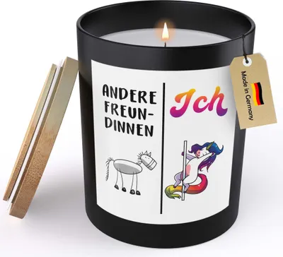 Produktbild von 22Feels Freundin Geschenk Jahrestag Spruchkerze "Einhorn" Frauen Geburtstag Sojawachs Kerze im Glas Liebe Partnerin Handgemacht Spruch Duft Deko Vegan Nachhaltig - ZITRUS