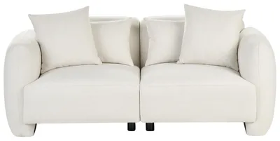 Produktbild von BELIANI 3-Sitzer Sofa Cremeweiß Stoff Gepolstert Niedrig mit Breiten Armlehnen 4 Kissen Freistehend Schlichtes Design Dreisitzer Stoffsofa Polstersofa