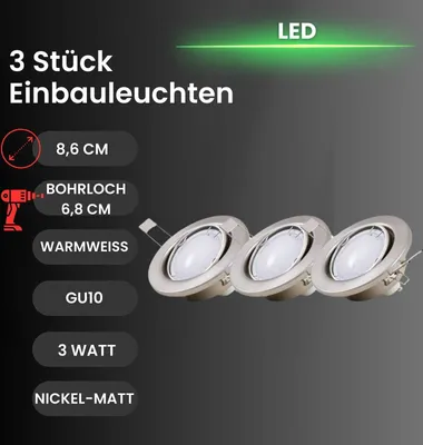 Produktbild von Briloner LED Einbauleuchten nickel 3er-Set 3xLED/GU10/3W (7221-032)