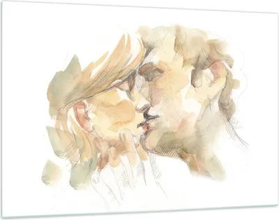 Produktbild von Bilder auf glas - Einteilig - Kuss Paar Liebe - 120x80cm - Glasbilder - Wandbilder - Bilder - zum Aufhängen bereit - Wanddekoration aus Glas - Glas Bilder - Wandbild auf Glas - GAA120x80-5005