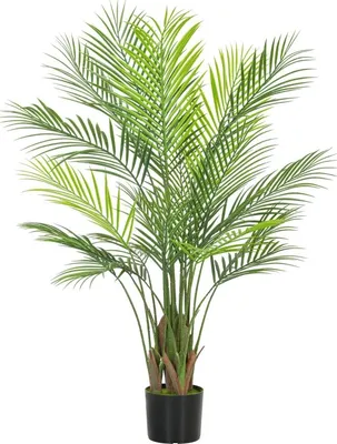 Obrázek produktu pro Umělá palma, velká, 120 cm, umělá rostlina, plastová umělá rostlina v květináči do obývacího pokoje nebo kanceláře