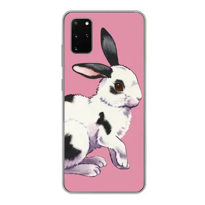 Produktbild von MuchoWow® Handyhülle Schutzhülle Hülle für Samsung Galaxy S20 Plus Kaninchen mit rosa Hintergrund Silikon Softcase Handy Hülle - Hartschale