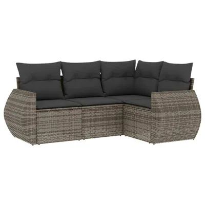 Zdjęcie produktu dla vidaXL 4-częściowa sofa ogrodowa z poduszkami z szarego polirattanu